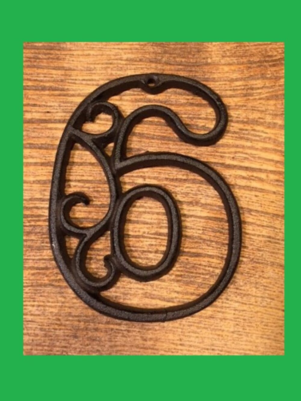 "6" (Six) House Address Number Ornate Cast Iron Filigree 4 5/8" tall 0558-6